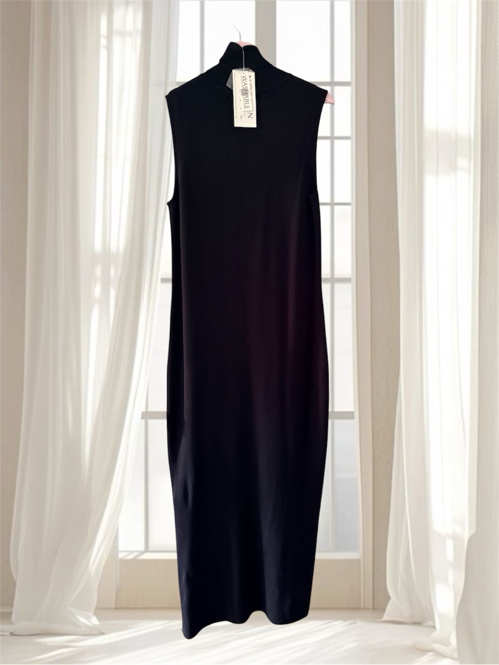 VTG Norton Studio Black SleevelessTurtleneck Sweater Maxi Dress Size L